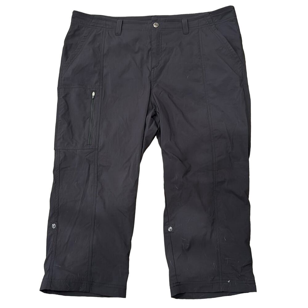 Royal Robbins Black Discovery Convertible Cargo Capri Roll Hem Pant Size 18